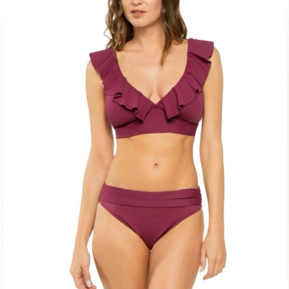 Women's Ruffled Plum Bikini Set large